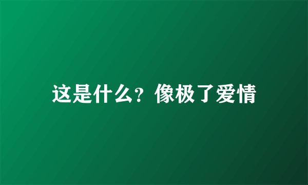 这是什么？像极了爱情