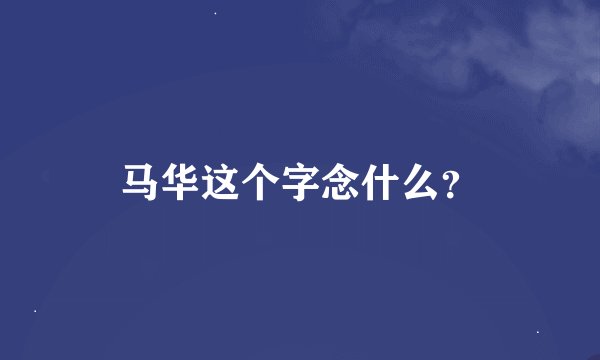 马华这个字念什么？