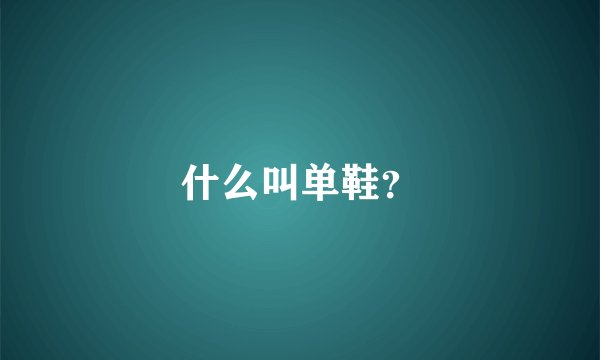 什么叫单鞋？