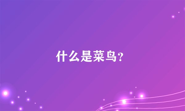 什么是菜鸟?