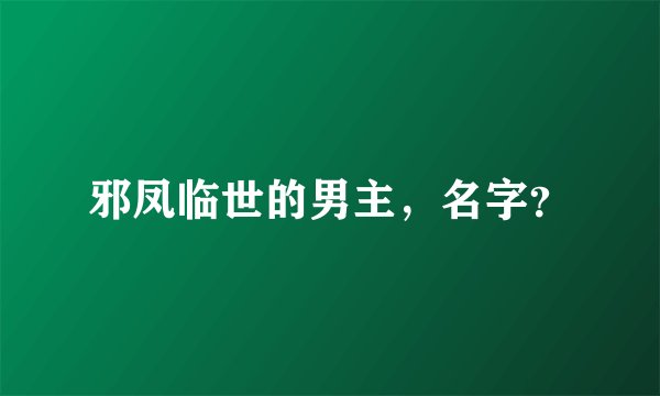 邪凤临世的男主，名字？