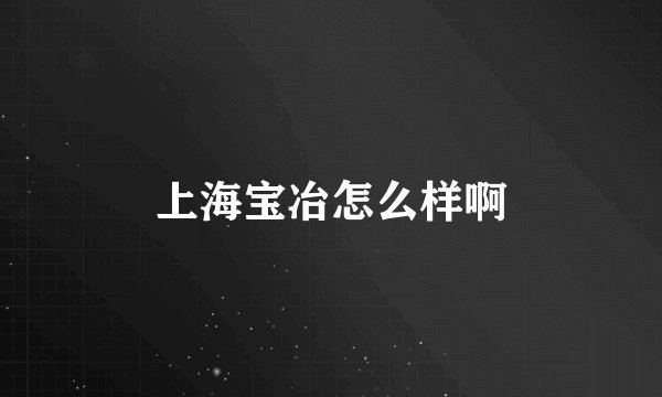 上海宝冶怎么样啊