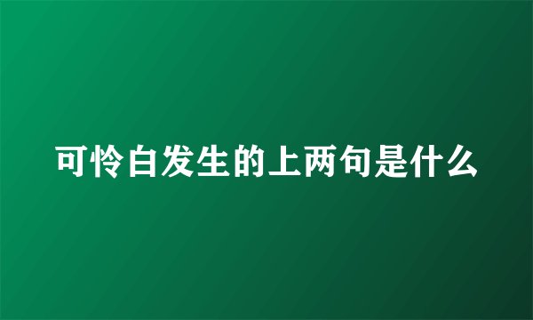 可怜白发生的上两句是什么