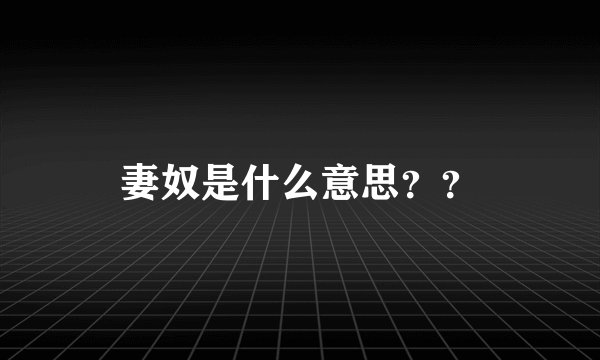 妻奴是什么意思？？