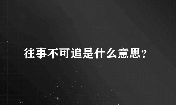 往事不可追是什么意思?