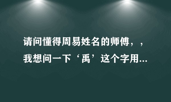 请问懂得周易姓名的师傅，，我想问一下‘禹’这个字用在名字中好不好