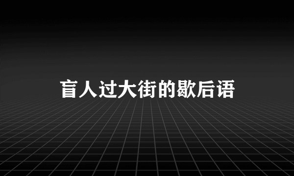 盲人过大街的歇后语