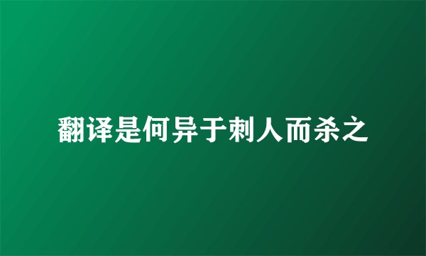 翻译是何异于刺人而杀之