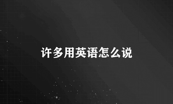许多用英语怎么说