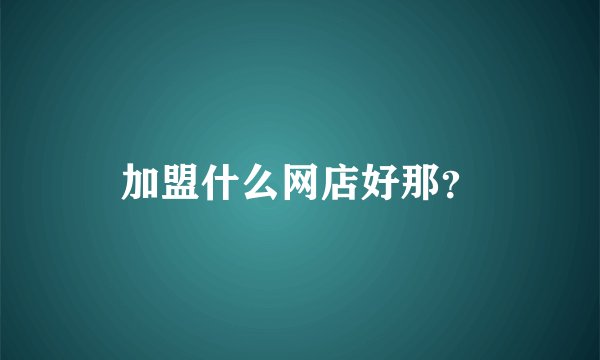 加盟什么网店好那？