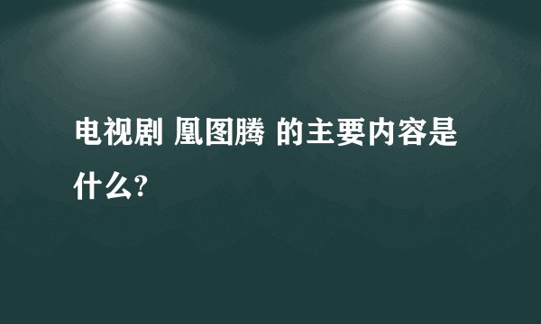 电视剧 凰图腾 的主要内容是什么?