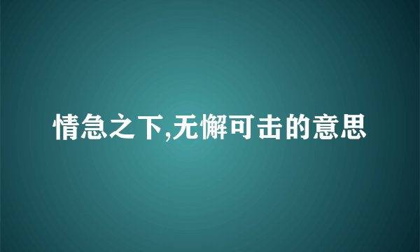 情急之下,无懈可击的意思