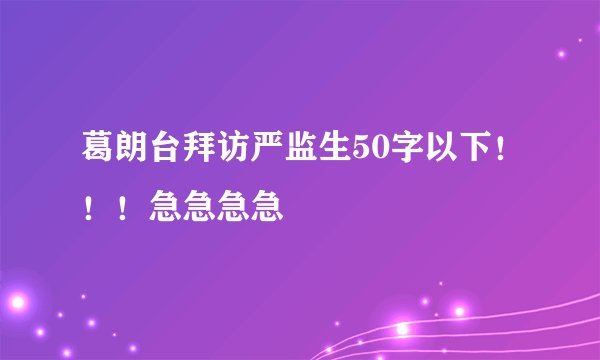 葛朗台拜访严监生50字以下！！！急急急急