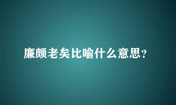 廉颇老矣比喻什么意思?