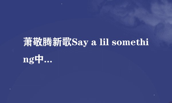 萧敬腾新歌Say a lil something中的lil是什么意思