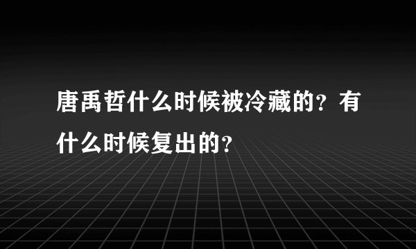 唐禹哲什么时候被冷藏的？有什么时候复出的？