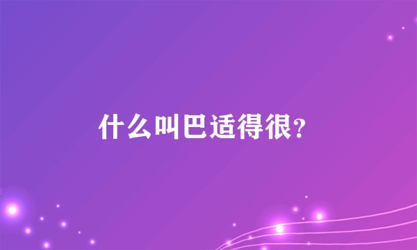 什么叫巴适得很?