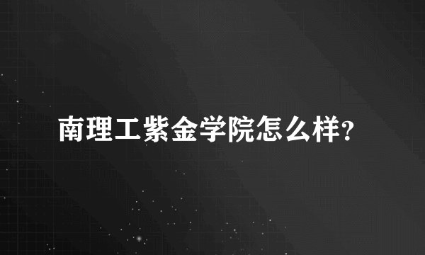 南理工紫金学院怎么样?