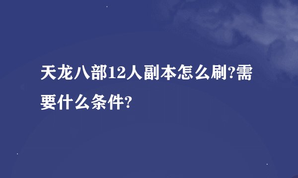 天龙八部12人副本怎么刷?需要什么条件?