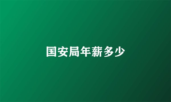 国安局年薪多少