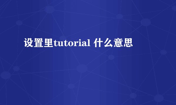设置里tutorial 什么意思