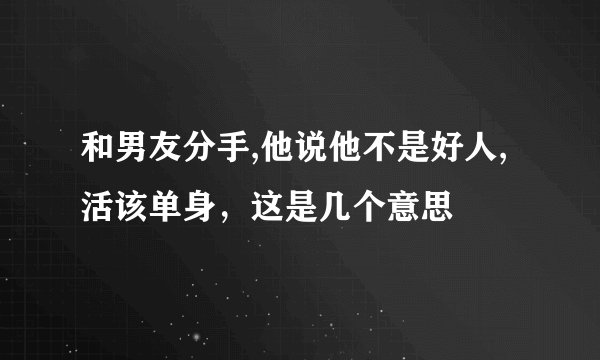 和男友分手,他说他不是好人,活该单身，这是几个意思