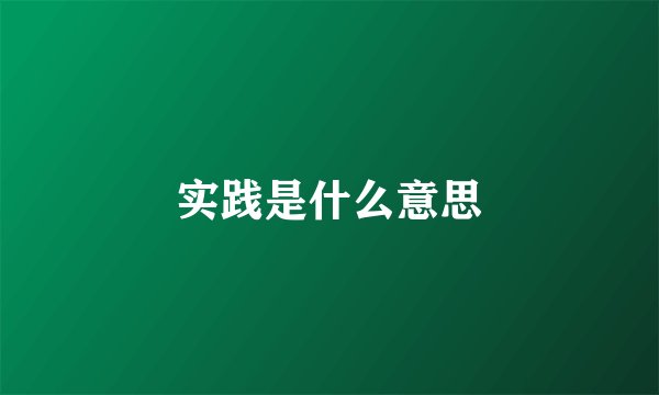 实践是什么意思