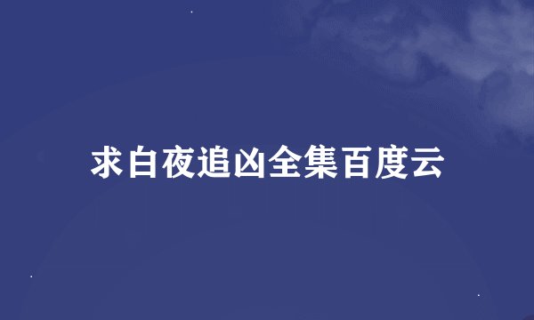 求白夜追凶全集百度云