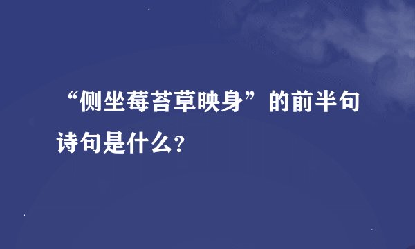 “侧坐莓苔草映身”的前半句诗句是什么？