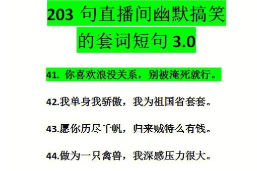 套词散磕100句顺口溜