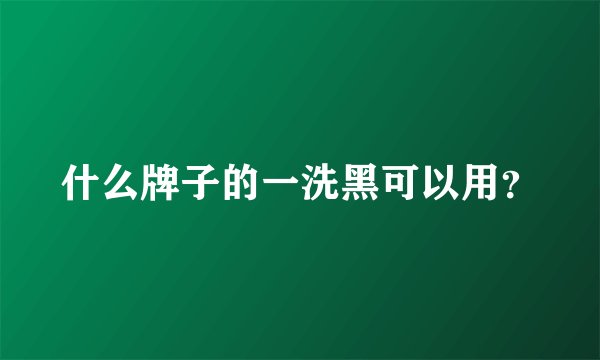 什么牌子的一洗黑可以用？