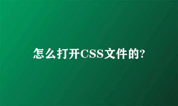 怎么打开CSS文件的?