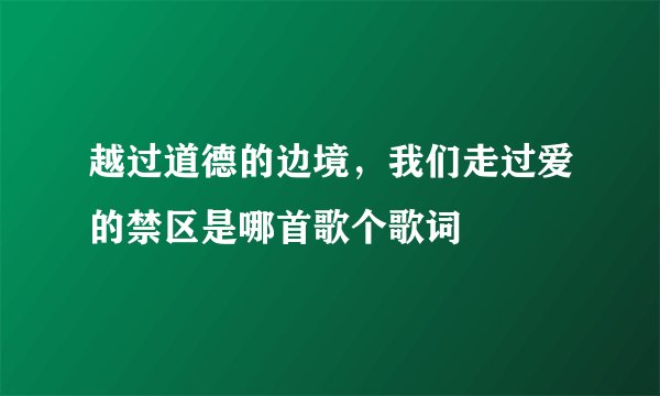 越过道德的边境，我们走过爱的禁区是哪首歌个歌词