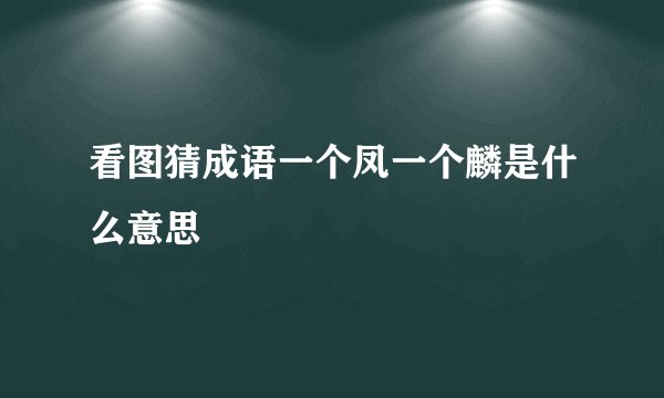 看图猜成语一个凤一个麟是什么意思