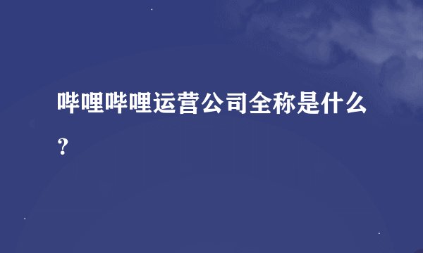 哔哩哔哩运营公司全称是什么？