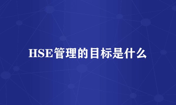 HSE管理的目标是什么