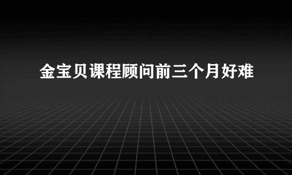 金宝贝课程顾问前三个月好难