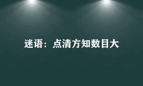迷语：点清方知数目大