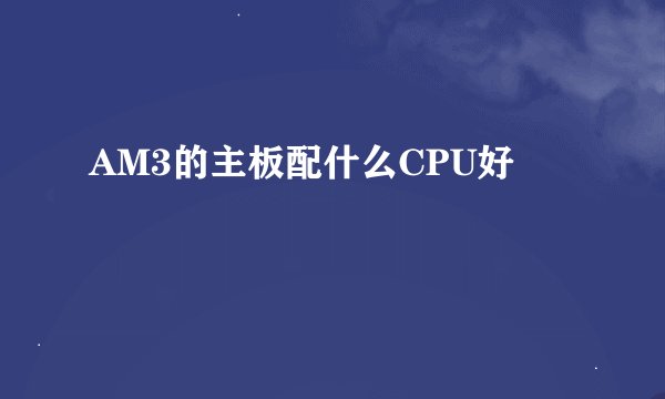 AM3的主板配什么CPU好
