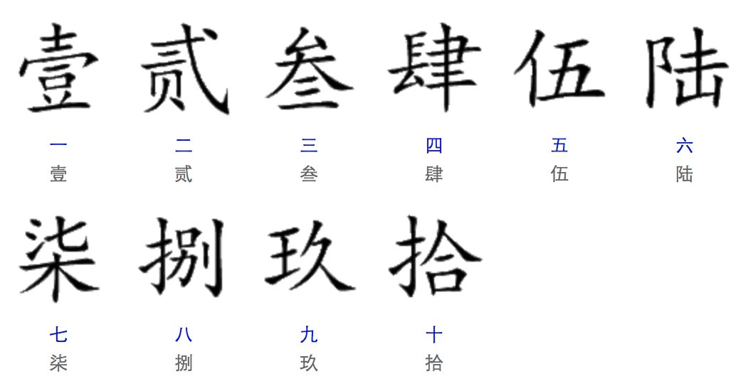 九用大写怎么写？
