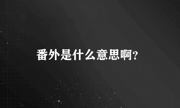 番外是什么意思啊？