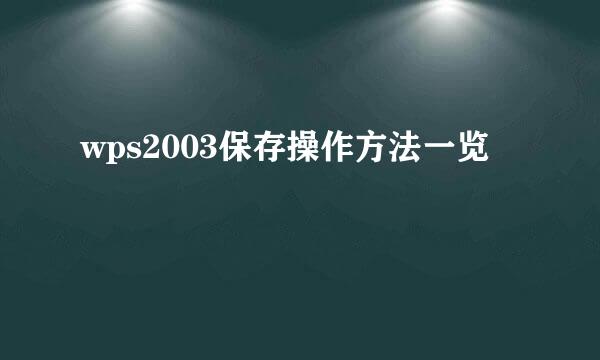 wps2003保存操作方法一览