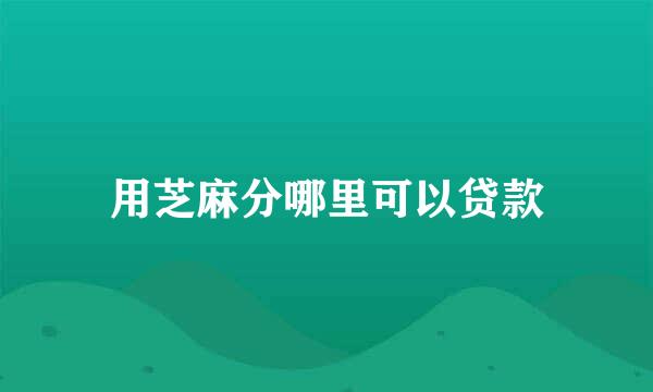 用芝麻分哪里可以贷款