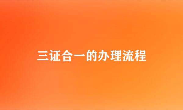 三证合一的办理流程