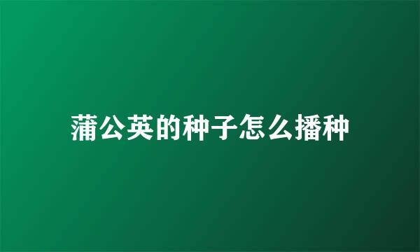 蒲公英的种子怎么播种