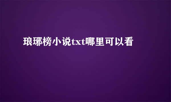 琅琊榜小说txt哪里可以看