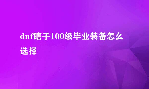 dnf瞎子100级毕业装备怎么选择