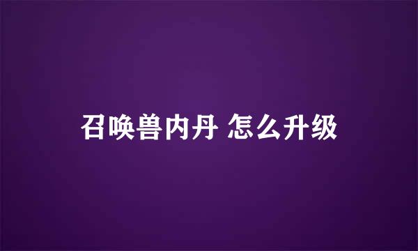 召唤兽内丹 怎么升级