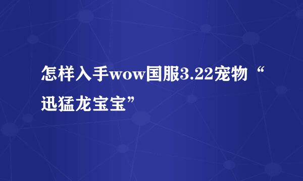 怎样入手wow国服3.22宠物“迅猛龙宝宝”