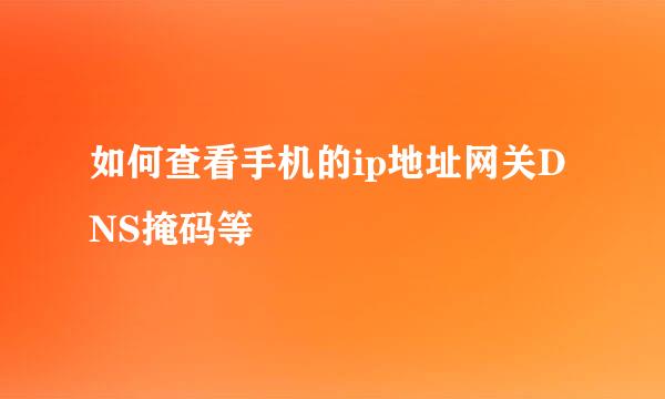 如何查看手机的ip地址网关DNS掩码等